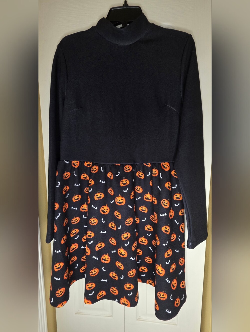 Shein Women's Halloween Mock Neck Long Sleeve Jack-o-Lantern Knit Dress XL